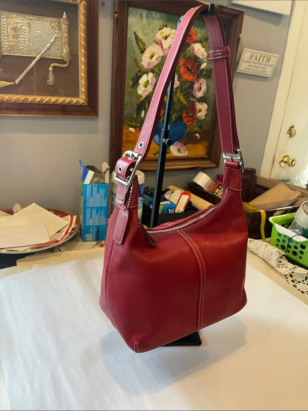 Coach Legacy Red Leather Hobo Shoulder Purse 9566 VTG